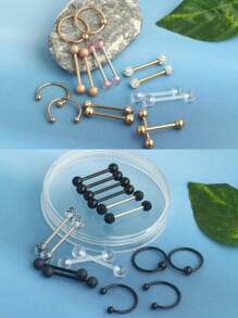 16 Piezas Barras De Pezón Anillos De Barra De Perforación Del Pezón De Acero Inoxidable Anillos De Lengua Cubic Zirconia Minorista De Pezón Joyería De Piercings Corporales 14 Gauge