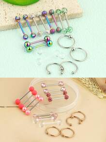 16 Piezas Barras De Pezón Anillos De Barra De Perforación Del Pezón De Acero Inoxidable Anillos De Lengua Cubic Zirconia Minorista De Pezón Joyería De Piercings Corporales 14 Gauge