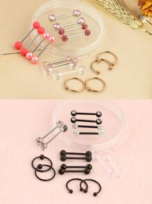 16 Piezas Barras De Pezón Anillos De Barra De Perforación Del Pezón De Acero Inoxidable Anillos De Lengua Cubic Zirconia Minorista De Pezón Joyería De Piercings Corporales 14 Gauge