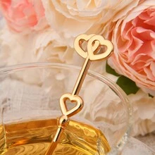 Złoto Podwójny W kształcie serca Łyżeczka do kawy , Odpowiedni Dla Baby Shower , Ślub Pamiątka , Prezent na imprezę , Rodzina Prezent na imprezę , Matki Pomnik , Siostra Prezent , Przyjaciel Prezent , Spersonalizowany Prezent na imprezę - Złoto - Zobacz 6