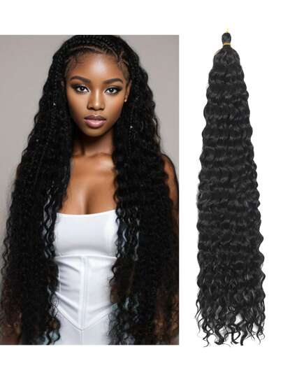 1Pack 20Inch 30Inch Natural Curly Wave Crochet Hair For Women, Natural Black Color Beach Curls Crochet Hair, Water Wave Deep Wave Crochet Hair Synthetic Curly Braiding Hair Extensions 1B Black Chocolate Brown BUG Multicolor Synthetic Heat Resistant Hair For Women Daily Party Cosplay Use