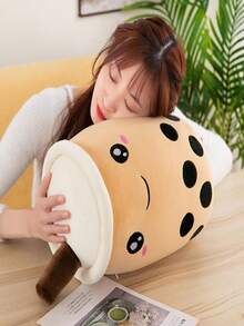 1pc Cute And Creative Bubble Tea Cup Shaped Plush Pillow/Soft Stuffed Toy/Blushing Pink - Pink - View 3
