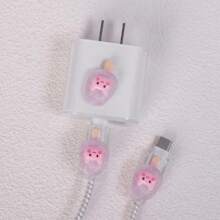 5 peças kit protetor de cabo e fonte usb-c 20W compativel com Compatível com iPhone ios capa protetor silicone picolé Lilás