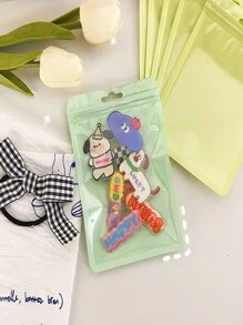10pcs Macaron Color Transparent Laser Sealed Ziplock Bags For Stationery/Jewelry/Hair Bands/Hairpins/Small Card Packaging And Storage - Mint Green - View 3
