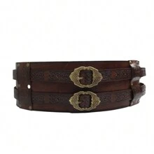 New Arrival Medieval Knight Viking Leather Belt, Renaissance Viking Cosplay Costume Accessory, Suitable For Parties And Role-Playing, Brown - Brown - View 2