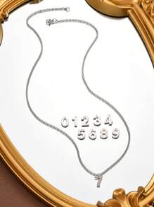 1 Pc Number Necklace For Boy Silver Athletes Number Chain Stainless Steel Charm Pendant Personalized Sports Jewelry For Men Basketball Baseball Football - Silver - View 4