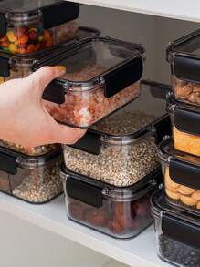 1 szt. Plastikowy, ulepszony, zamykany na klamrę, przezroczysty pojemnik na żywność, sałatkę, owoce, PET, bento, z pokrywką, oddzielny pojemnik na chrupiące produkty, odpowiedni dla dorosłych i dzieci, do restauracji, lunch box, bento box, do lodówki, do przechowywania i konserwacji, szczelnie zamknięty, z pokrywką