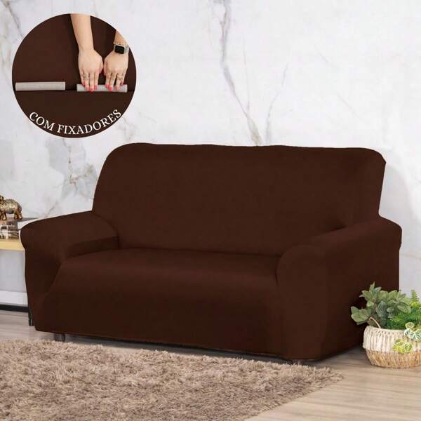 Capa De Sofá 3 Lugares Tamanho Grande 2,20m Com Fixadores Coladinha Malha Gel Premium Costura Reforçada