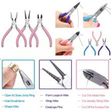 Bộ Kìm trang sức tự làm 1-3 chiếc, bao gồm Kìm mũi dài, Kìm mũi tròn, Kìm mũi cong, Máy cắt dây, Dây đính cườm làm đồ trang sức, Bộ 3 chiếc Kìm màu xanh và Bộ 3 chiếc Kìm màu hồng, Kìm hàm nylon, 6 Kìm vòng dây dạng bậc, Kìm mũi lõm và tròn, Kìm mũi xích uốn cong, Kìm cắt bên, Thích hợp để làm và sửa chữa đồ trang sức, Bộ công cụ dành cho người mới bắt đầu tự làm cho người lớn và trẻ em (Kìm có dầu chống rỉ trên bề mặt, và Màu sắc của tay cầm kìm có thể thay đổi theo từng đợt hàng khác nhau). - Hồng - Xem 10