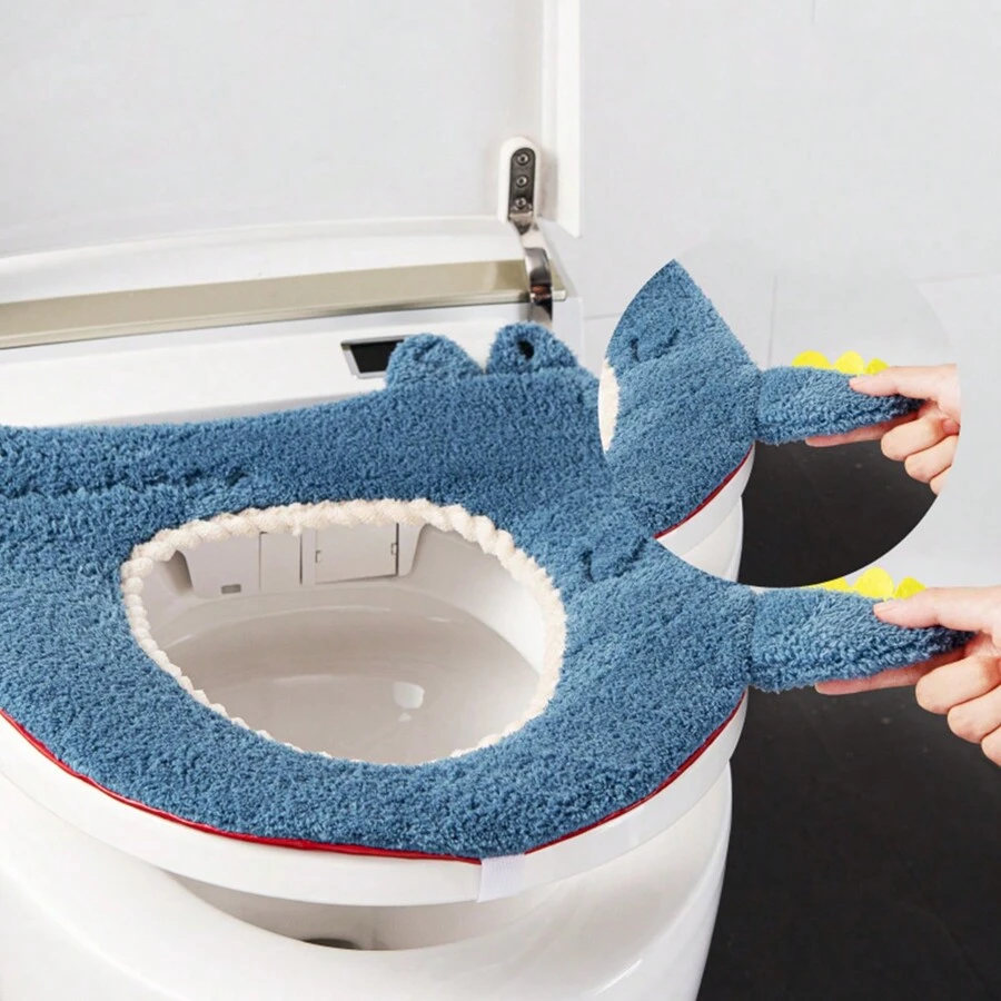 1入組卡通馬桶座墊,家用加厚保暖馬桶環（秋、冬季）可水洗便攜馬桶坐墊,冬季加厚絨毛馬桶座套,受歡迎的卡通暖馬桶座套 - 彩色 - 查看 1