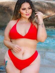 Plus Size Bikini Sets - Red - View 2