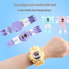 1入轉形機器人電子手錶玩具,帶儲物功能,作為禮物或獎品 - 黃色 - 查看 3