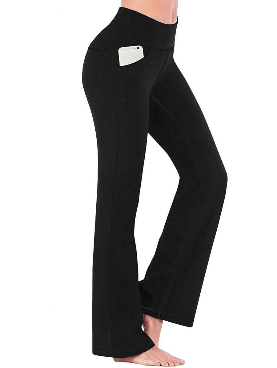 大尺寸女式瑜伽褲,高腰、修身埋腳、健身瑜伽褲,帶口袋,適用於運動或休閒穿搭