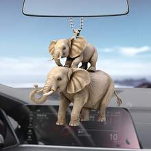 1pc Elephant Hanging Decoration, 2D Acrylic Decorative Pendants, Car Interior Rearview Mirror Decorative Pendants, Car, Bag And Keychain Accessories - Multicolor - View 2