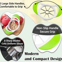 Stainless Steel Apple Slicer Corer Cutter Divider Kitchen Gadget For Fruits - Olive Green - View 4