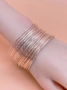 鐵合金滿天星紋鏈接手鍊,附有30個圓環 - 玫瑰金 - 查看 2