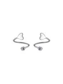 S925 Sterling Silver Heart Shape Spiral Earrings, Fashionable, Luxurious, Cute, Sweet Ear Studs For Women - Gold - View 4