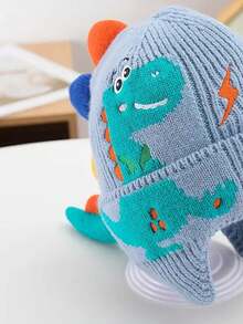 1pc Boys And Girls Cute Dinosaur Thick Warm Ear Protection Woolen Hat - Baby Blue - View 3