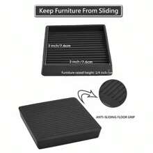 4pcs/Pack Square 3 Inch Furniture Pads Floor Protectors With Non-Slip Mat For Rubber Feet/Chair Leg/Wheel/Cup, Prevent Scratches On Hardwood Floor, Premium Furniture Non Skid Protection Pad - Black - View 7