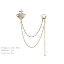 1入組男女皆宜的土星胸針,獨特設計和防滑扣環可固定西裝和衣服 - 金色 - 查看 5