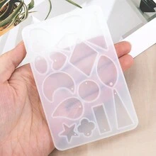 1個15格矽膠模具,可diy耳環吊墜晶體膠成型,包括星星、月亮、花朵、葉子、三角形和其他幾何形狀,高反光鏡面表面非常適合製作個性化耳環、項鍊、鑰匙扣、飾品和禮物 - 白色 - 查看 5