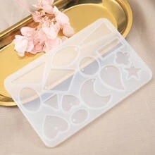 1個15格矽膠模具,可diy耳環吊墜晶體膠成型,包括星星、月亮、花朵、葉子、三角形和其他幾何形狀,高反光鏡面表面非常適合製作個性化耳環、項鍊、鑰匙扣、飾品和禮物 - 白色 - 查看 2