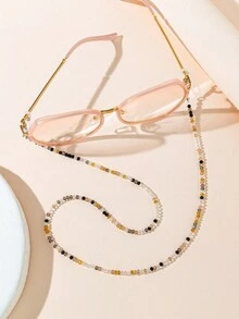 1pc Crystal Design Beaded Glasses Eyeglasses Chain, Suitable For Casual Outdoor Decoration - Multicolor - View 3