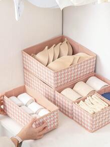 1PC Qianniao Drid Fabric Space Storage Box, Foldable Fabric Closet Organizer And Storage Dress Drawer Divider For Socks, Underwear, Bras, Baby Clothes, Scarves, Belts, Ties
