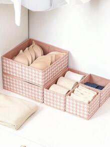 1PC Qianniao Drid Fabric Space Storage Box, Foldable Fabric Closet Organizer And Storage Dress Drawer Divider For Socks, Underwear, Bras, Baby Clothes, Scarves, Belts, Ties
