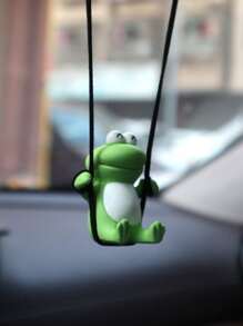 1pc Car Mounted Rearview Mirror, Frog Swing Pendant, Interior Decoration Products, Creative Car Pendant - Green - View 6