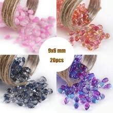 20顆9x6mm琉璃水滴形彩色夾間珠適用於女士首飾製作diy項鍊手鍊材料 - 9x6mm about 20pcs - 查看 2