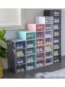 Paquete De Cajas para Zapatos Apilable Transparente, Zapatera Organizador a Prueba de Polvo, Zapatero con Solapa Transparente, Caja Zapatera Puede Utilizarse por Separado, Ahorro de Espacio, Zapateras Multicolor - Multicolor - Ver 11