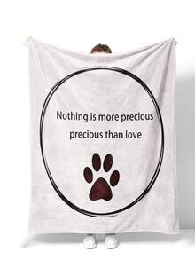 1件可愛狗爪印花絨毯禮品,休閒風格,柔軟暖和的午睡蓋或寵物墊,適用於旅行,適合客廳沙發,適用於四季 - 彩色 - 查看 1