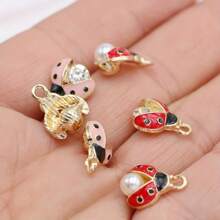 6入組混合多種金色嵌琉璃瓢蟲吊飾,用於珠寶製作耳環diy配件 - 6個混合 - 查看 4