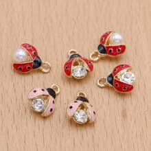6入組混合多種金色嵌琉璃瓢蟲吊飾,用於珠寶製作耳環diy配件 - 6個混合 - 查看 3