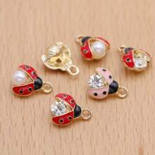 6入組混合多種金色嵌琉璃瓢蟲吊飾,用於珠寶製作耳環diy配件 - 6個混合 - 查看 5