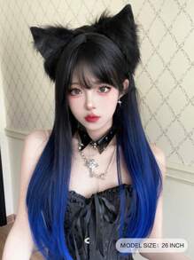 alicegarden 26-Inch Long Synthetic Wig Featuring A Natural Straight Style A Stunning Multicolor. Designed With Bangs , This False Hairpiece Is Perfect For Ms Daily Use, Offering A Natural And Realistic Appearance That Mimics Gift For Ladies. (No Accessories) - Multicolor - View 2