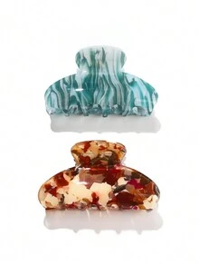 2pcs Simple & Vintage Styled Ladies Hair Claw Clip - Multicolor - View 4
