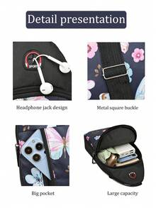 新款尼龙帆布包胸包女士运动单肩包韩版腰包时尚斜挎包休闲手机包 - 彩色 - 查看 2