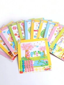 2pcs/Pack Cartoon Diy Button Mosaic Sticker Creative Puzzle Button Picture Material Set For Handmade Craft - Butterfly - View 1