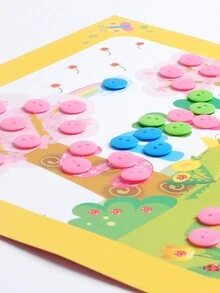 2pcs/Pack Cartoon Diy Button Mosaic Sticker Creative Puzzle Button Picture Material Set For Handmade Craft - Butterfly - View 3