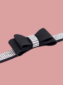 Cute Bowknot Crystal Rhinestone Pet Collar For Small Dogs And Cats - Black - View 2