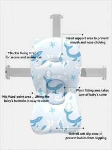 1pc Whale Shaped Baby Bath Sponge Mat, Soft And Comfortable Bathing Net For Newborns - Blue - View 3