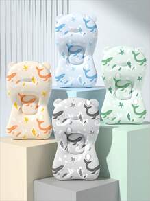 1pc Whale Shaped Baby Bath Sponge Mat, Soft And Comfortable Bathing Net For Newborns - Blue - View 5