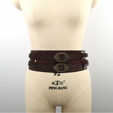 New Arrival Medieval Knight Viking Leather Belt, Renaissance Viking Cosplay Costume Accessory, Suitable For Parties And Role-Playing, Brown - Brown - View 3