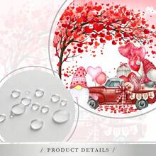 1入組情人節淋浴簾,浪漫小人紅色卡車愛樹粉色氣球現代時尚可愛浴室裝飾簾帶掛勾 - 彩色 - 查看 4