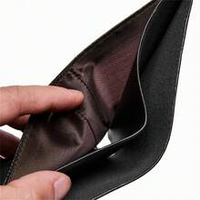 男士短款钱包带身份证照片驾驶证窗口压花蕾丝字母图案皮革钱包超薄男士情人节礼物钱夹钱包信用卡银行卡夹钱包超薄钱袋包卡夹 - 黑色 - 查看 9