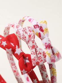 7pcs Cute Bow Headbands For Girls, Suitable For Daily Wear - Red - View 4