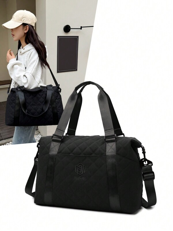 Simple Diamond Shape Quilted Bag Women's Travel Bag Embroidered Tote Fashion Gym Bag Large Capacity Multifunction With Multi Pockets Wet And Dry Separation Lightweight Foldable Portable Handbag For Travel,Vacation,Business,Commuting, School, Office And Outings For Back To School Gifts For Friends Solid Color Nylon Stylish Exquisite Elegant Business Casual Sports Backpack Crossbody Bag For Men And Women For Student Travel Accessories Back To School Stuff Big Bag Overnight Bag For Holiday Traveling Bag Minimalist