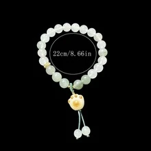 1pc Natural Jade Handmade Beaded Bracelet For Women, Fashion Stretchy Jewelry Gift - Multicolor - View 2